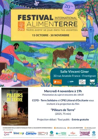 Affiche AlimenTERRE - séance du 4 novembre 2026 - film "Pilleurs de terre"